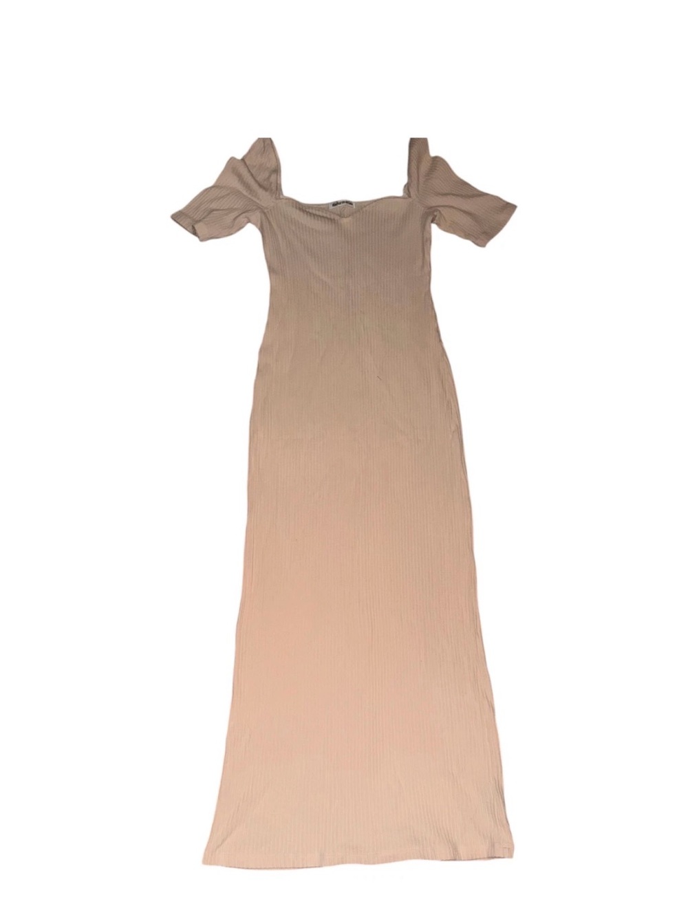 Reformation Nude Ribbed Short-Sleeve Maxi Dress
